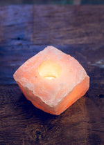 3" Rose Quartz Rough Candle Holder | Self-love candle holder