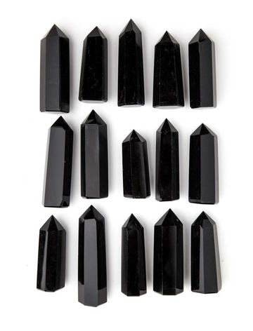 2" Black Obsidian Crystal  Pointed Tower