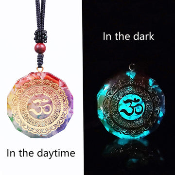 7 Chakra Healing Orgone Pendant with OM symbol