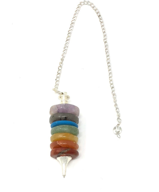 7 Chakra stone Spring Pendulum- 2.5 inch | Reiki Pendulum