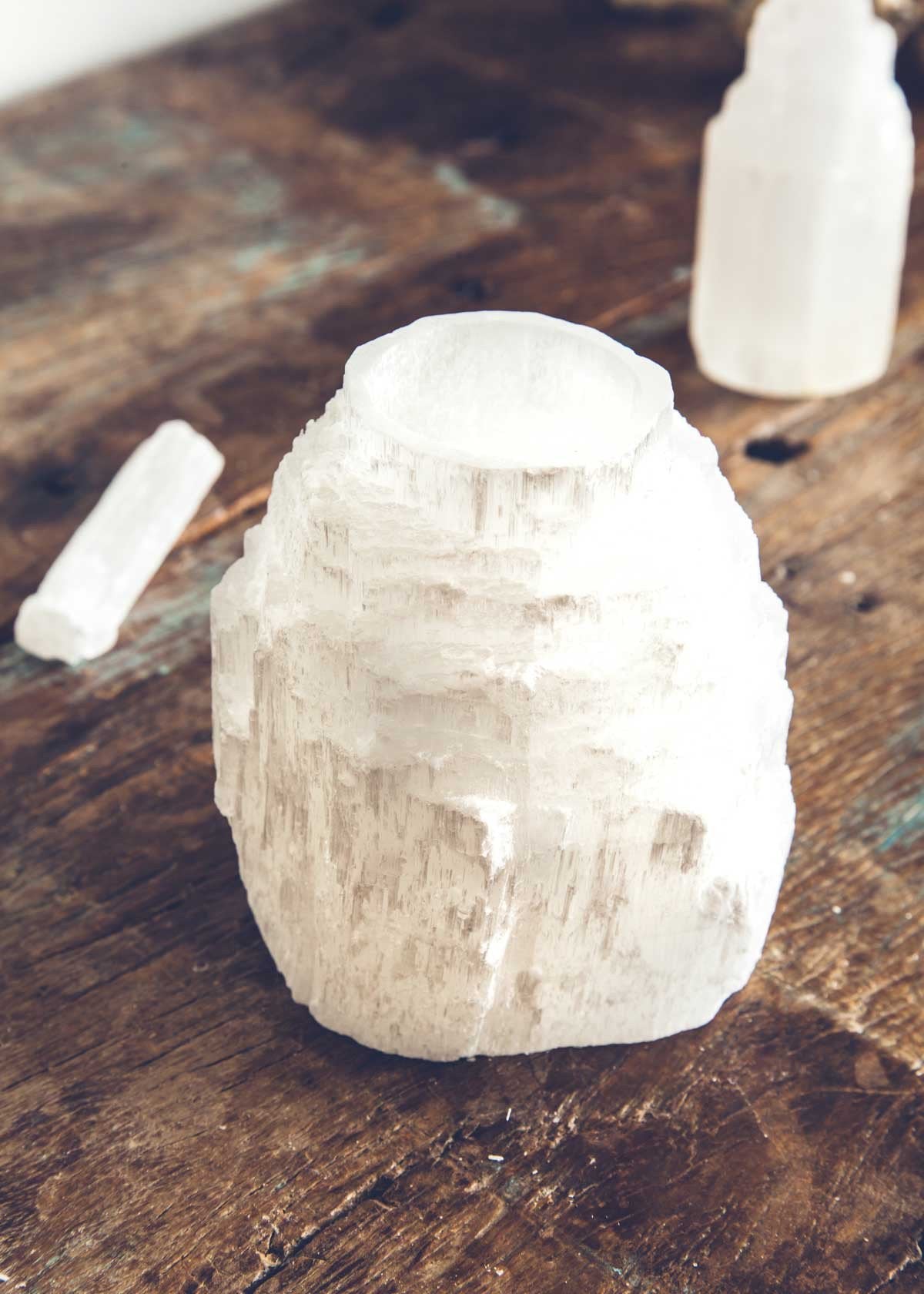 4" Selenite Towers Candle Holder